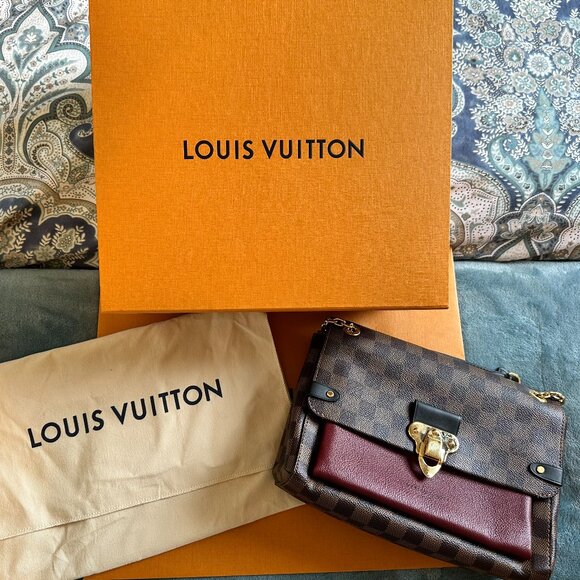 100% Authentic Louis Vuitton Vavin Handbag Damier with Leather PM - Picture 1 of 15